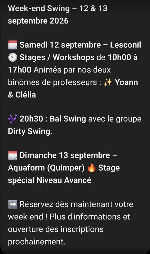Week-end Swing à Lesconil et Quimper