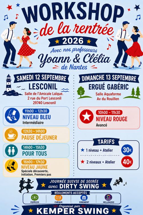 Ateliers et Bal Swing à Lesconil et Quimper